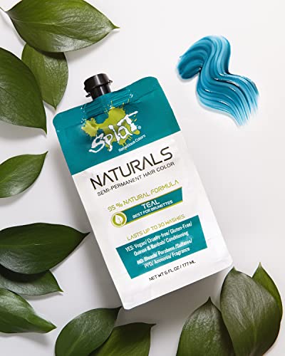 Splat Naturals, Semi-Permanent Teal Hair Dye : 100% Vegan, Cruelty-Free, No Bleach Required, Free Of Ammonia, Ppd, Parabens & Sulfates - 6 Oz #TOP6