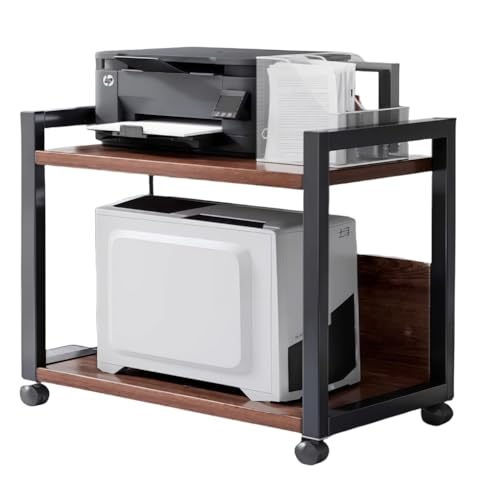 パソコンワゴン PCワゴン CPUワゴン サイドワゴン キャスター付き pcラック 木製 パソコンラック プリンター台 袖机 デスクサイド収納棚 ストッパー付き 棚板高さ調節可能 移動便利 3段 取っ手付き 高さ調節可能 実用 (2階-51*30*55cm
