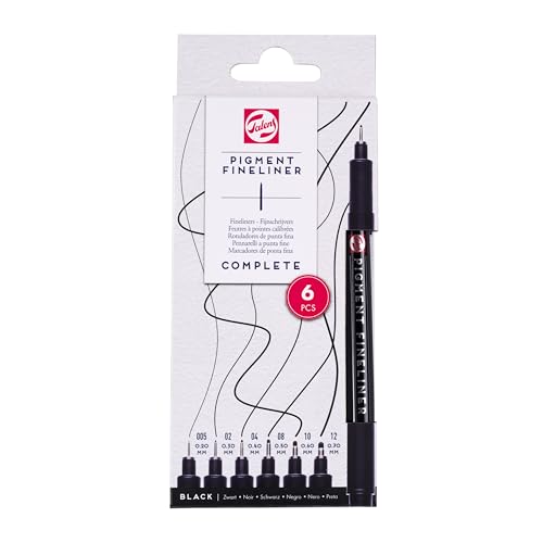 Talens Pigment Fineliner Set Completo, 6 piezas, 0,20 mm - 0,70 mm,...