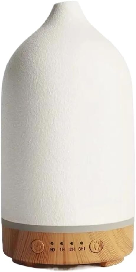 Modern and Simple Aroma Diffuser: of White Porcelain and Wood, Gentle Mist Spray, Adding A Warm Atmosphere to Home Spaces -Essential Aroma Diffuser for Home Use