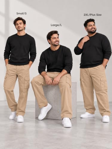 Image of Leriya Fashion Men Cargo Pants | 6 Pocket Cotton Cargo Joggers for Men | Loose Fit Stylish Pant with Pockets | Casual Baggy Trousers & Streetwear Lower (Available in Plus Size)