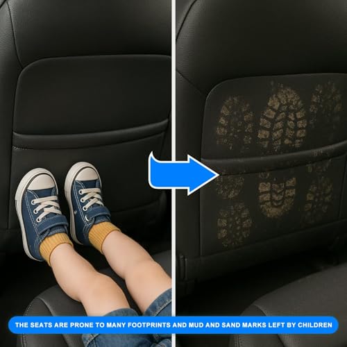 Image of Back Seat Protector 2 Pack Fit for Subaru Outback Car Kick Mats for Kids Upgraded Version with Storage Organizer Waterproof Dirt Proof Faux Leather Auto Accessories (Black)