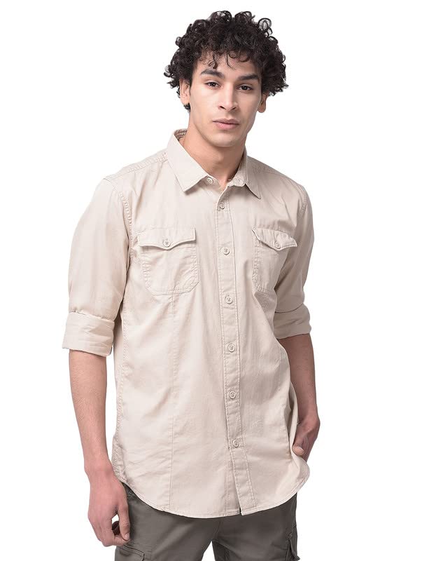 Image of Woodland Mens Cotton Printed Casual Regular Fit Full Sleeves Shirt