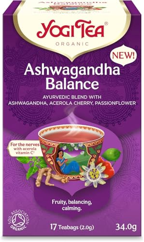 YOGI TEA Ashwagandha Balance Organic Herbal Tea Blend of Acerola Cherry & Passionflower 17 Tea Bags