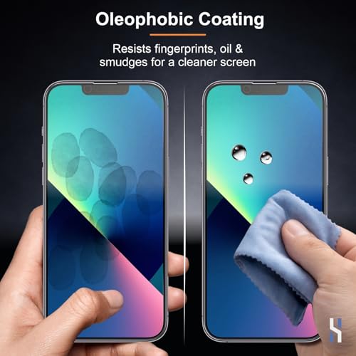 Image of Matte Tempered Glass for iPhone 13 | 13 Pro | 14 | 16e | 17e (6.1 Inch) Military Grade 9H Screen Guard, Anti-Scratch, Shatterproof, Edge-to-Edge Full Coverage - Black Border