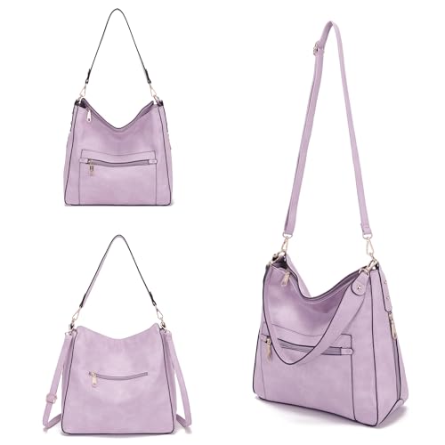 Image of Qiyuer 13 inch Women Spacious Soft PU Handbag Hobo Bag Purse Wallet Set 4pcs | Large, Dual-use Crossbody & Shoulder Bag, Multi-pocket, Divided Compartments, Fits Tablet, Versatile for Daily & Work