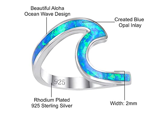 Aloha Jewelry Company 925 Sterling Silver Created Opal Ocean Beach Wave Ring for Women Wedding Band Hawaii, Nickel Free and Hypoallergenic For Sensitive Skin, With Gift Box4