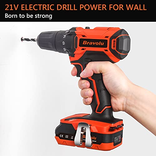 Akkuschrauber 21V, Bravolu Akku Bohrschrauber mit 2 x 1500 mAh, Drehmoment 18 + 3, 45Nm Max, 2 Geschwindigkeiten und LED… – Bild 7