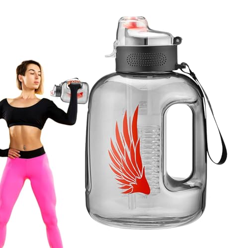 Jarra deportiva con paja,Jarra de agua con asa | Botella separadora de té y agua - Botella deportiva grande a prueba de fugas con colador, pajita y asa para escuela, gimnasio, fitness
