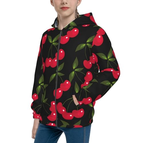 Cherry Kid Hoodies Boys Zip Up Sweatshirts Girls Pullover with Pocket