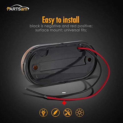 Partsam 4Pcs Amber 10Led Side Marker Clearance Light For Trailer Truck Rv Camper, 4 Inch, 4X2 Rectangular Rectangle Led Lights Identification Lights 12V #TOP4