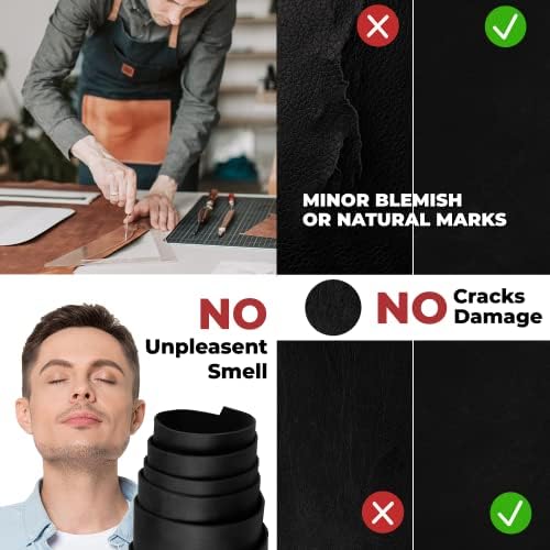 ELW 9-10 oz. (3.6-4mm) Thick Pre-Cut Size 8-10 SQ FT in Charcoal Black Color Full Grain Cowhide Leather, Oil Tanned for Tooling, Carving, Molding, Craft, Hobby, Workshop, Sewing, Knife Sheaths - 4
