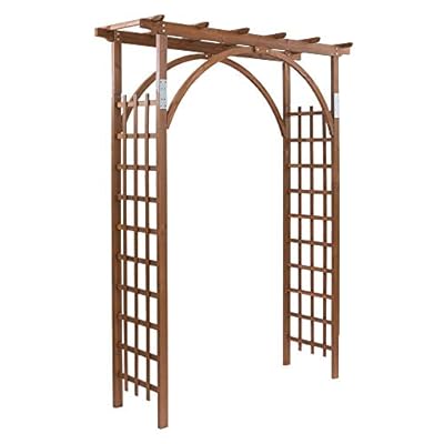 VINGLI 85in Wooden Arbor, Wedding Arch for Ceremony, Wood Trellis for Plant Climbing, Christmas Decor Pergola for Garden Backyard, Lawn (Brown)