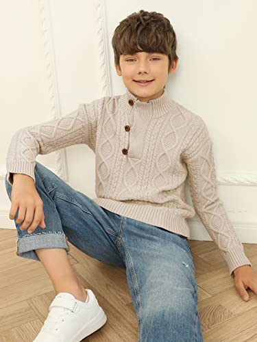 Kingdenergy Kids Sweaters Boys Turtleneck Button Up Cable Knit Winter Warm Long Sleeve Fall Pullover Sweater Tops2