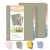 Sooez 8 Tabs Long-Lasting Plastic Write & Erase Large Tabs Dividers for 3 Ring Binder, Aesthetic Cute Pastels Binder Dividers for Student, Teacher, Office, Home Organizers, 2 Sets, Dusty Color