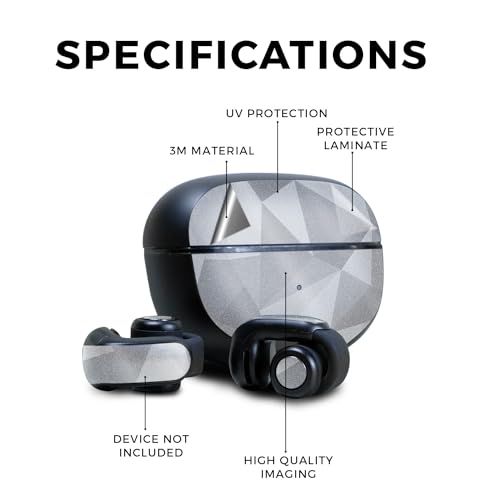 Image of Glossy Glitter Skin Compatible with Bose Ultra Open Earbuds - Gray Polygon - Premium 3M Vinyl Protective Wrap Decal Cover - Easy to Apply | Crafted in The USA by MightySkins