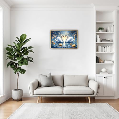 Image of Vastu Swan Pair Photo Frame, Gold, Slim, Sparkle Coated Lamination, for Living Room and Office, 18x24 Inch 53011