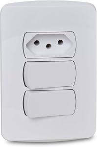 Conjunto 2 Interruptores Simples + 1 Tomada 2P+T 10A 250V Miluz S3B69050, Schneider Electric, Branco
