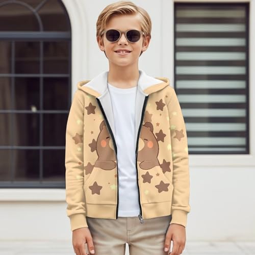 AFPANQZ Kids Zip-Up Hooded Sweatshirt Lightweight Hoodie Long Sleeve Hooded Jacket with Pockets for Boys 6-16 Years3