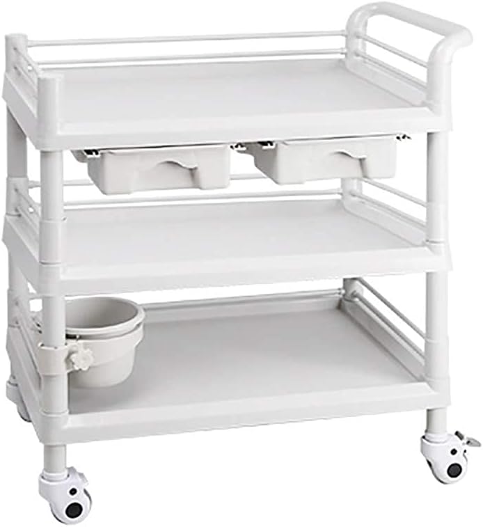 Collapsible Wagon Cart with Wheels Foldable Folding Wagons Carts Silent Universal Wheels,Medical Cart Tool Mobile Beauty Rolling Trolley with Handle and Storage Tray Universal Wheel with Bra