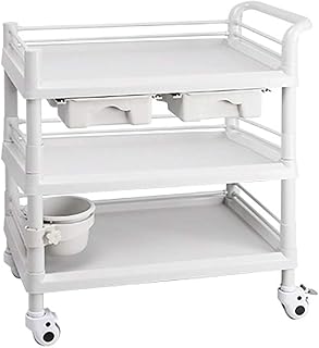 Carrito médico con ruedas para herramientas de belleza móvil con asa, bandeja de almacenamiento, freno de rueda universal, 98 cm de ancho, color negro