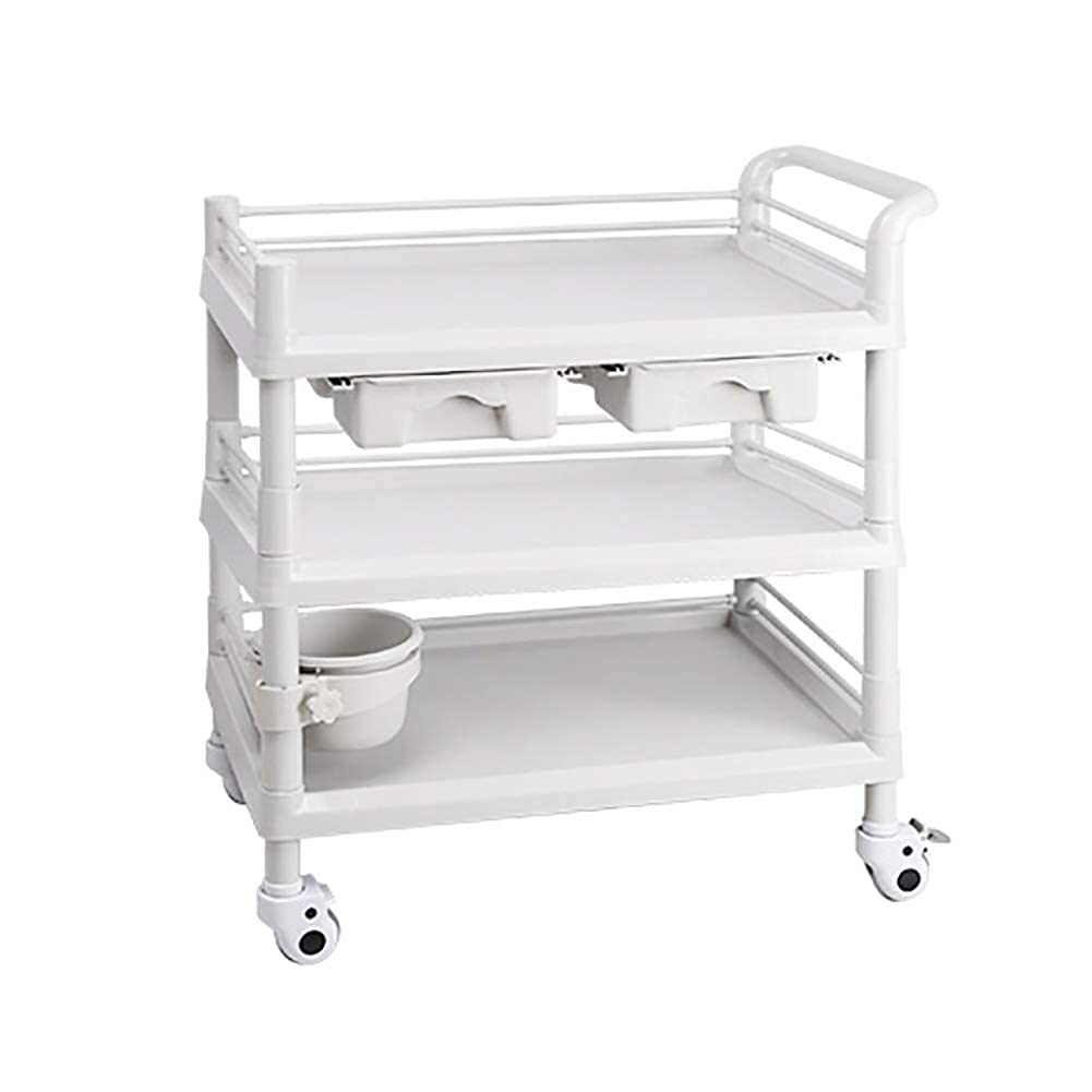 TKJfdTY Medical Cart Tool Beauty Rolling Trolley With Handle And Storage Tray Universal Wheel With Brake 54×37X98Cm,Style3 64.5×44.5x98cm