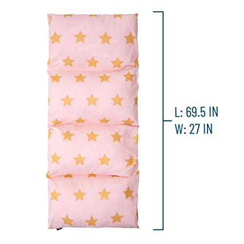 Wildkin Kids Floor Lounger For Boys And Girls, Travel-Friendly And Perfect For Sleepovers, Requires 4 Standard Size Pillows (Not Included), Measures 69.5 X 27 Inches (Pink And Gold Stars) #TOP3