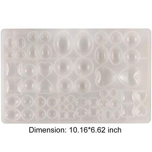 Scivokaval 18AMZJM01 Cabochon Gem Jewelry Silicone Mold Oval Teardrop Square Heart Round Shapes For Polymer Clay Crafting Resin Epoxy Pendant Earrings Making Casting Diy Craft Mold 29 Design 58 Cavity Large thumb #5