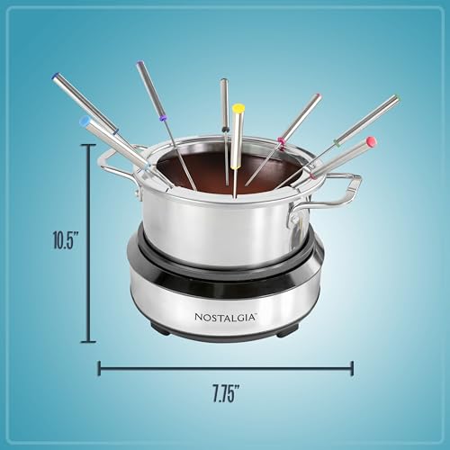 image for Nostalgia 8-Cup Electric Fondue Pot Set for Cheese & Chocolate - 8 Col