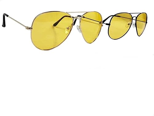 Miniatura 5 de Gafas de sol polarizadas piloto aviador moda lente amarilla gafas de conducción nocturna, tamaño variable, Amarillo