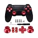 TOMSIN Metal Buttons for DualShock 4, Aluminum Metal Thumbsticks Analog Grip & Bullet Buttons & D-pad for PS4 Controller (Red)