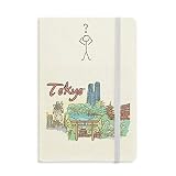Cuaderno de preguntas de Tokio, pintado a mano, tamaño A5, diseño de ciudad japonesa