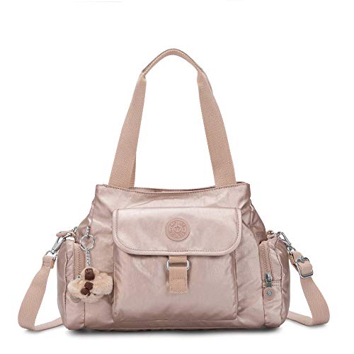 Kipling Bolsa de mão metálica grande de quartzo metálico Felix, rosa