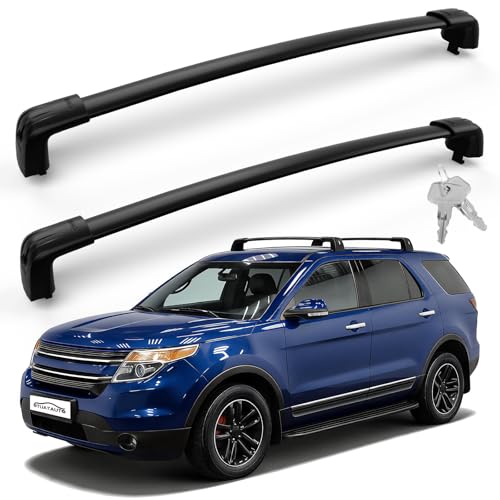OTUAYAUTO Lockable Roof Rack Cross Bars - Compatible with Ford Explorer 2020 2021 2022 2023 2024 2025 2026 Aluminum Heavy Duty Anti-Theft 220lbs Roof Crossbars for Luggage Racks Bike Kayak Snowboard