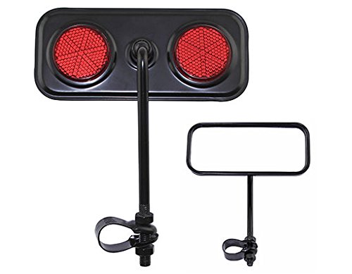Lowrider Rectangular Bicycle Bike Mirror Black with RED Reflector, Universal Fit, Right, Manual, Handlebar Mount, Bike Accessory