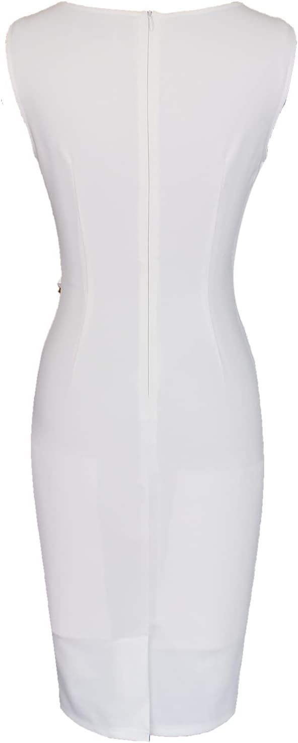 VFSHOW Womens Work Office Business Casual Sleeveless Ruched Elegant Professional Church Cocktail Party Pencil Sheath Dress