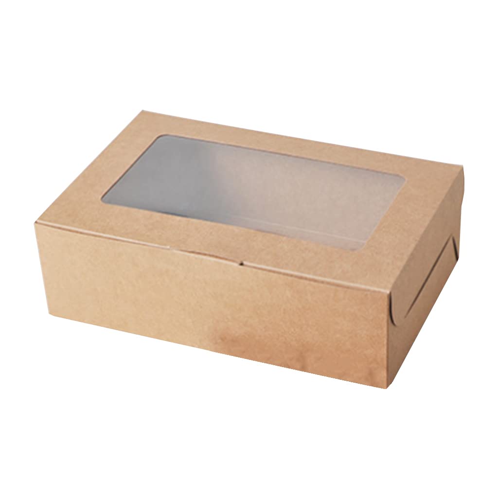 10PCS Cupcake Boxes Kraft Paper Cookie Boxes With Window For Packaging Bakery/Treat Box Food Grade Cupcake Container