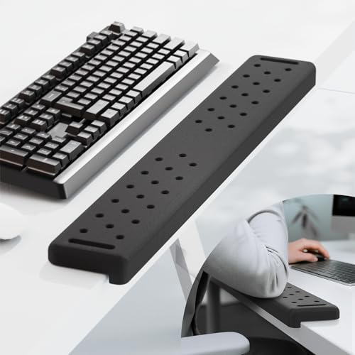 Image of MEKASS L-Shaped Desk Long Elbow Pad for Desk, Memory Foam Elbow Support Padding with Non-Slip, Ergonomic Desk Edge Cushion, Wrist Comfort Support for Office Home 1 Pcs (Dimple Black)