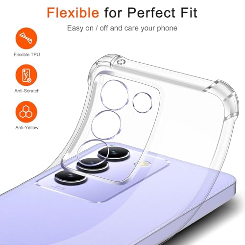 Image of Lustree Compatible with vivo V27 Pro 5G Back Cover| Clear + TPU Case with 4 Corner Air Cushion Protection & Camera Protection | Slim& Stylus Cover for vivo V27 Pro 5G