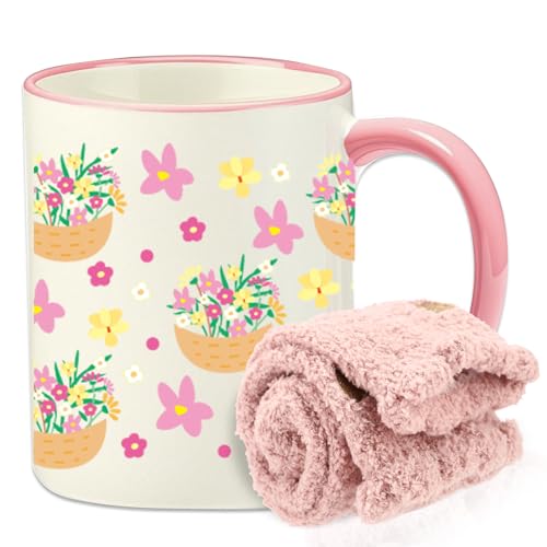 fcaylo Cute Gifts for Flower Lovers, Aesthetic Flower Coffee Mug Gift Ideas, 11 Oz Floral Coffee Cup Birthday Christmas Gift for Teacher Mom Sister Friend
