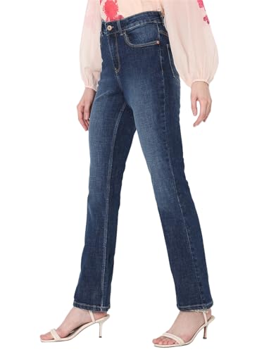 Image of VERO Moda Women High Rise High Waist Bootcut Flared Jeans | Wide Leg Bell Bottom Denim | Stretchy & Stylish Retro Look