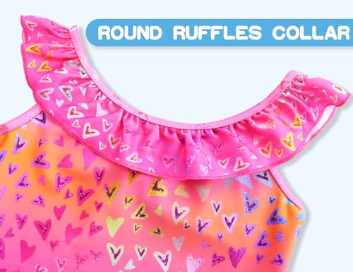 Image of Snowheart Girls Swimsuit One Piece Bathing Suit Kids Quick Dry Shoudler Ruffle Floral Swimwear for 3-12 Years Old