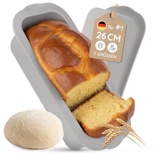 Backefix Brotbackform Silikon 26 cm – Große Backform Kastenform 2100ml für Brot und Kuchen mit extra Wandstärke gegen Ausbeulen beim Backen (antihaftend, flexibel, PFAS-, BPA-frei)