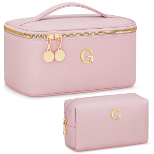 CLOUDWINGS Personalized Initial Travel Makeup Toiletry Bag Gifts for Women