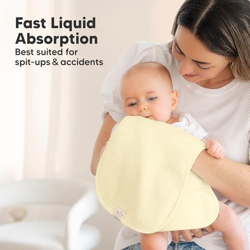 Image of Organic Burp Cloths Baby Boy & Girl - 5-Pack Super Absorbent Cotton Burping Cloths for Babies, Soft & Plush Newborn Spit Up Rags, Infant Towels for Milk Spit Up, Unisex, Large 21 inch x 10 inch (Flora Dew)