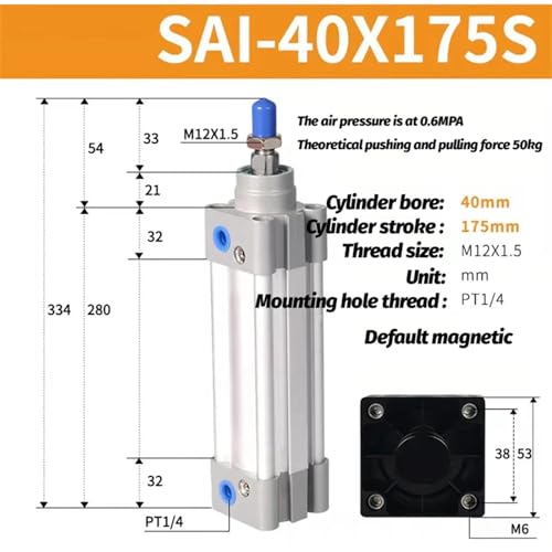 Vérin pneumatique double effet SAI40 actionneur mécanique fluide