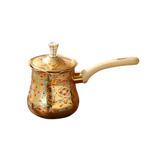 Cafetera de acero inoxidable con mango de madera para leche 5