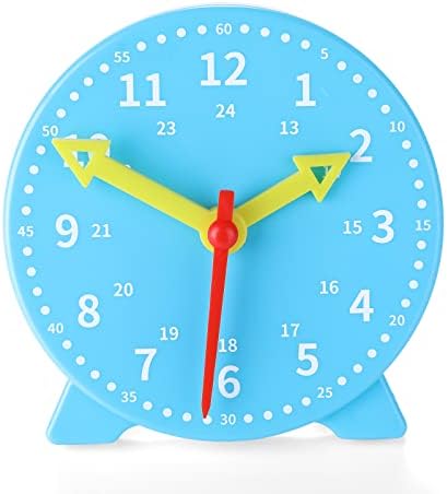 Ailvor Learning Clock, Teaching Clock for Children, Demonstration Clock, Telling the Time Clock Educational Toy for Kids Home School (Blue)