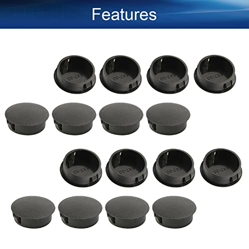 Image of Heyiarbeit 100pcs Hole Plugs 30mm /1.18 inch Nylon Plastic Round Snap in Type Locking Hole Tube Furniture Fencing Post Pipe Insert End Caps Black Tone