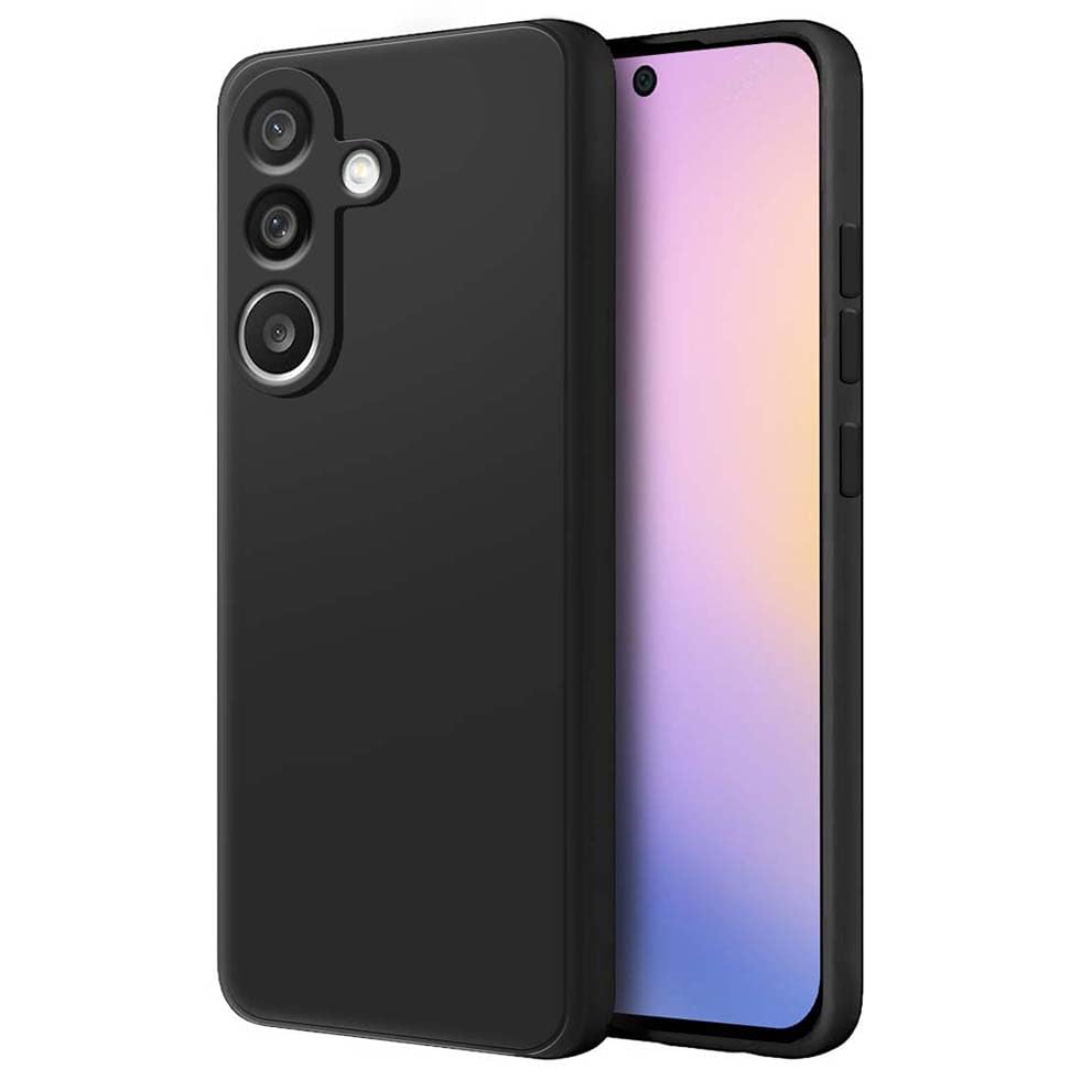 Image of Fashionury Liquid Silicon Back Cover for Samsung Galaxy M56 5G | Camera Protection | Inner Velvet Fabric | Anti-Fingerprint | Ultra Slim Case (Black)